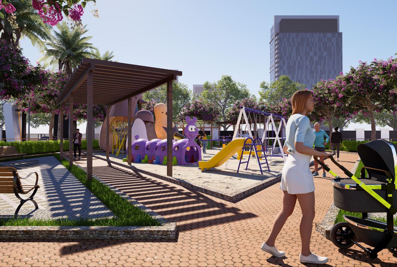 Aerial view of Paramhans Valley Park and Playground