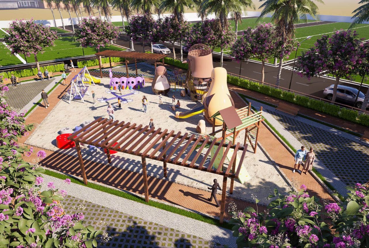 Families enjoying the park amenities